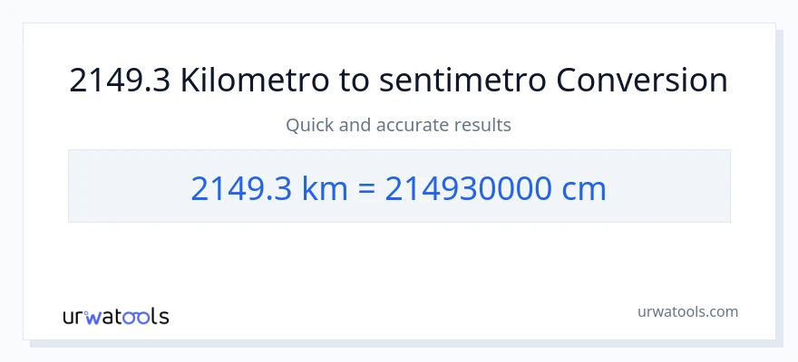 2149.3 Kilometro patungong Mga Sentimetro na conversion