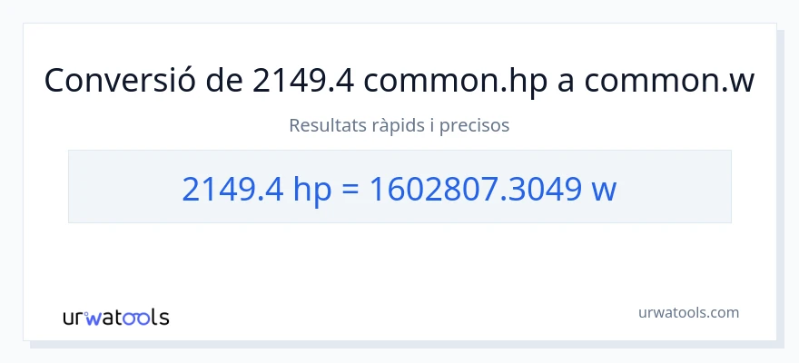Conversió de 2149.4 cavalls de força a watts