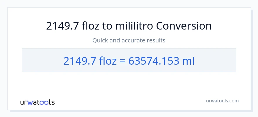 2149.7 mga onsa ng likido patungong mga mililitro na conversion
