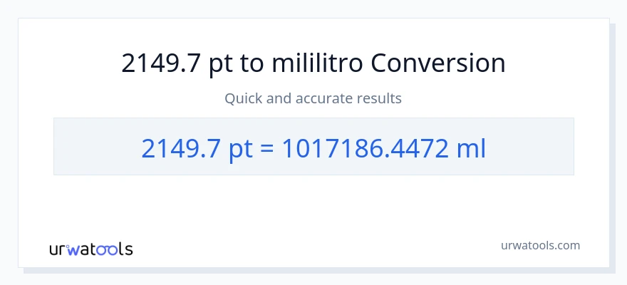 2149.7 Pints patungong mga mililitro na conversion