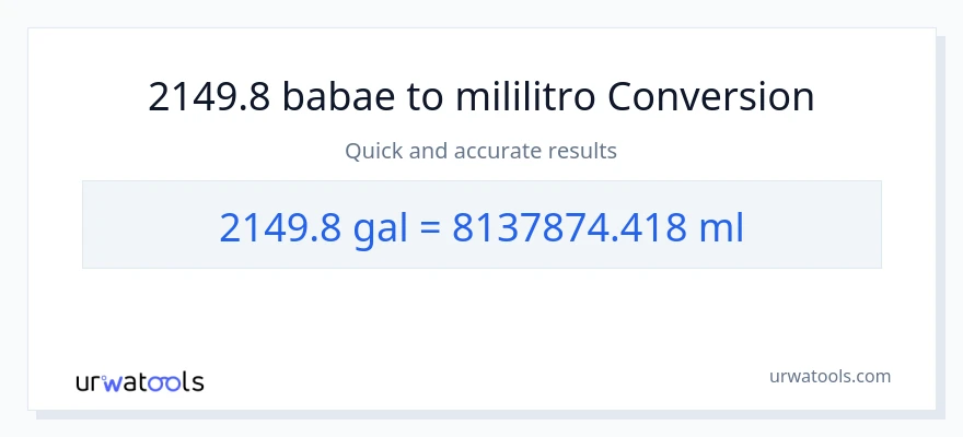 2149.8 Mga galon patungong mga mililitro na conversion