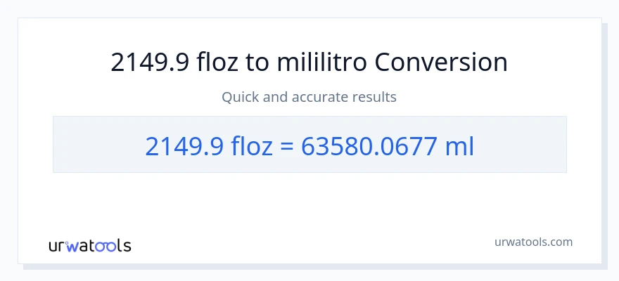2149.9 mga onsa ng likido patungong mga mililitro na conversion