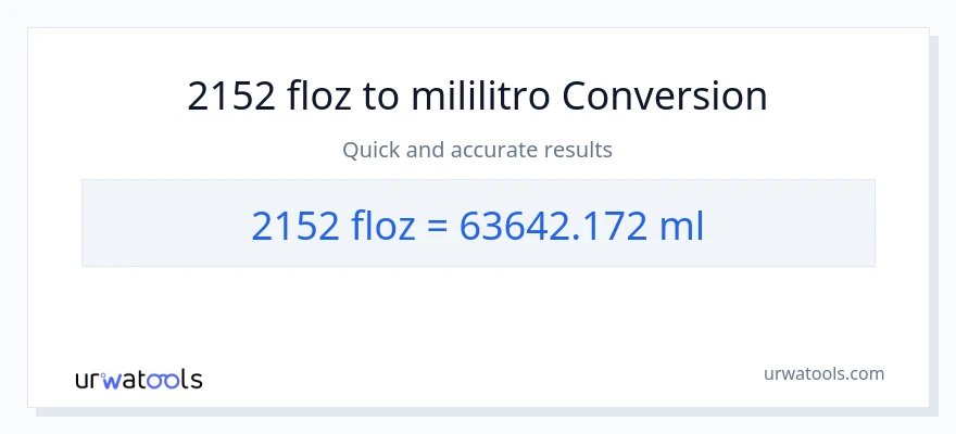 2152 mga onsa ng likido patungong mga mililitro na conversion
