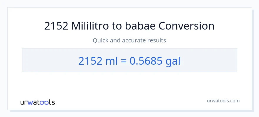 2152 mga mililitro patungong Mga galon na conversion