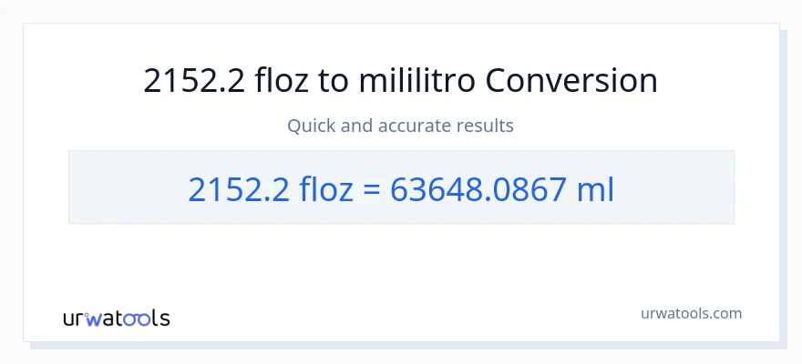 2152.2 mga onsa ng likido patungong mga mililitro na conversion
