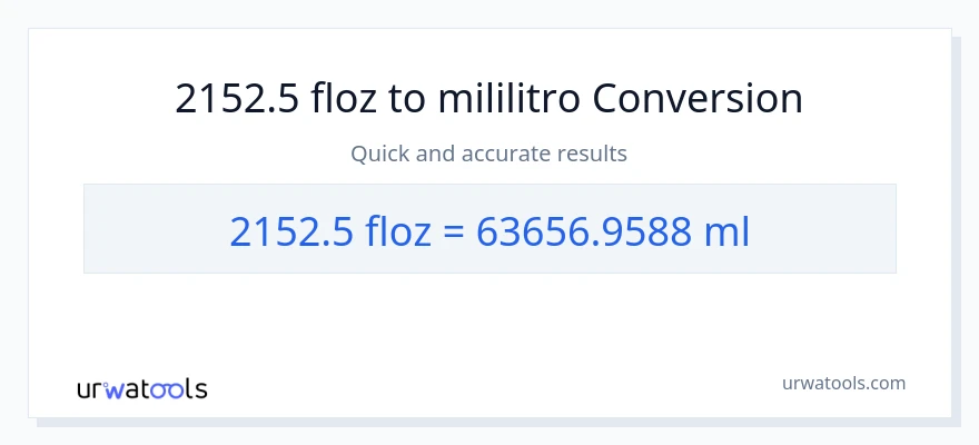 2152.5 mga onsa ng likido patungong mga mililitro na conversion