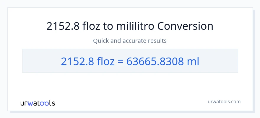 2152.8 mga onsa ng likido patungong mga mililitro na conversion
