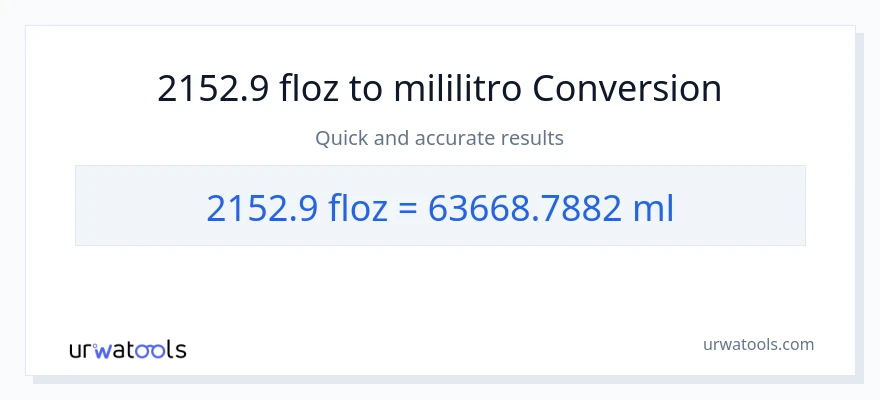 2152.9 mga onsa ng likido patungong mga mililitro na conversion