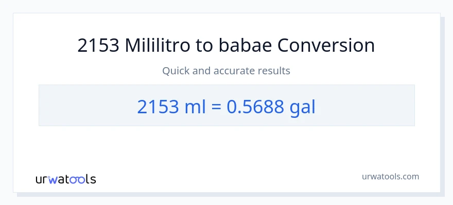2153 mga mililitro patungong Mga galon na conversion