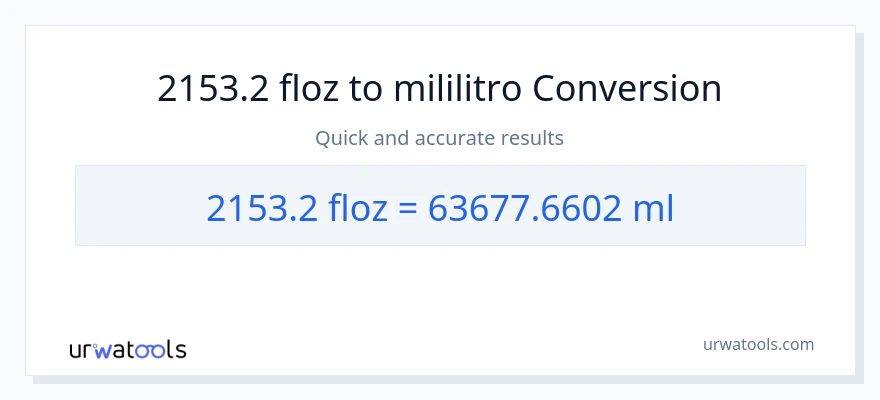 2153.2 mga onsa ng likido patungong mga mililitro na conversion