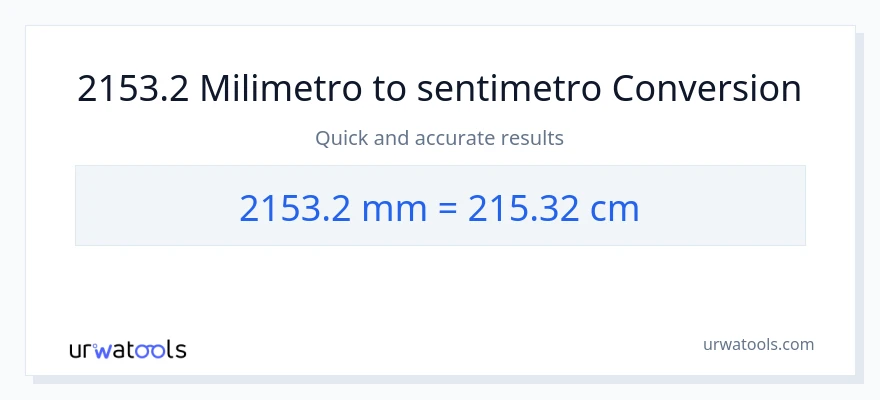 2153.2 milimetro patungong Mga Sentimetro na conversion