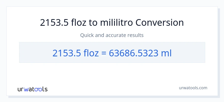 2153.5 mga onsa ng likido patungong mga mililitro na conversion