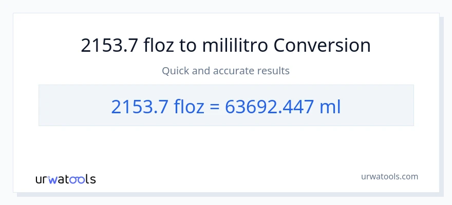 2153.7 mga onsa ng likido patungong mga mililitro na conversion