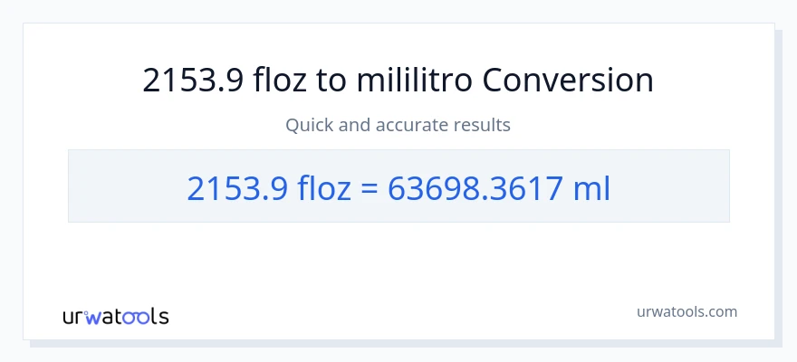 2153.9 mga onsa ng likido patungong mga mililitro na conversion