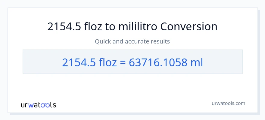 2154.5 mga onsa ng likido patungong mga mililitro na conversion
