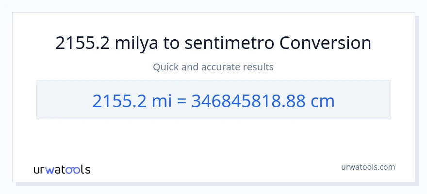 2155.2 milya patungong Mga Sentimetro na conversion