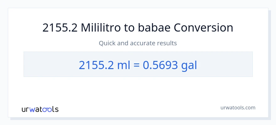 2155.2 mga mililitro patungong Mga galon na conversion
