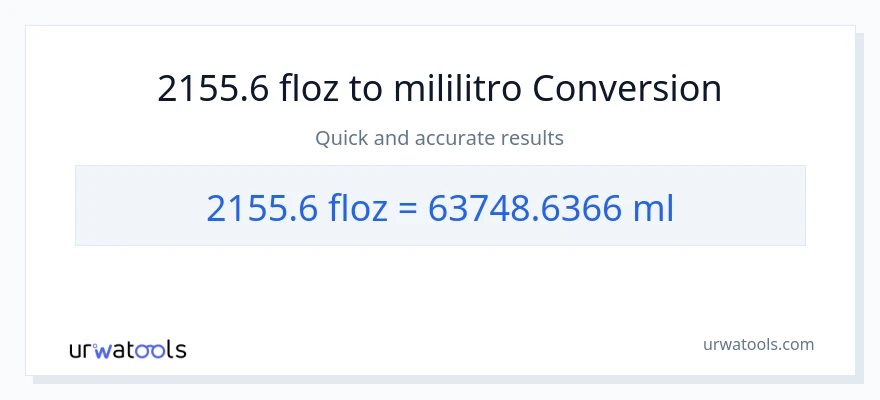 2155.6 mga onsa ng likido patungong mga mililitro na conversion