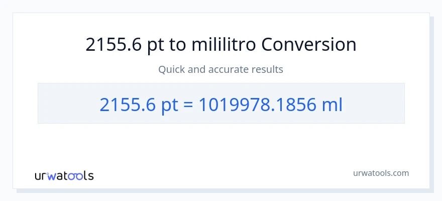 2155.6 Pints patungong mga mililitro na conversion