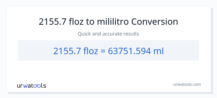 2155.7 mga onsa ng likido patungong mga mililitro na conversion