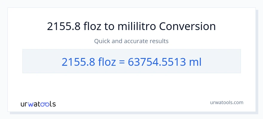 2155.8 mga onsa ng likido patungong mga mililitro na conversion