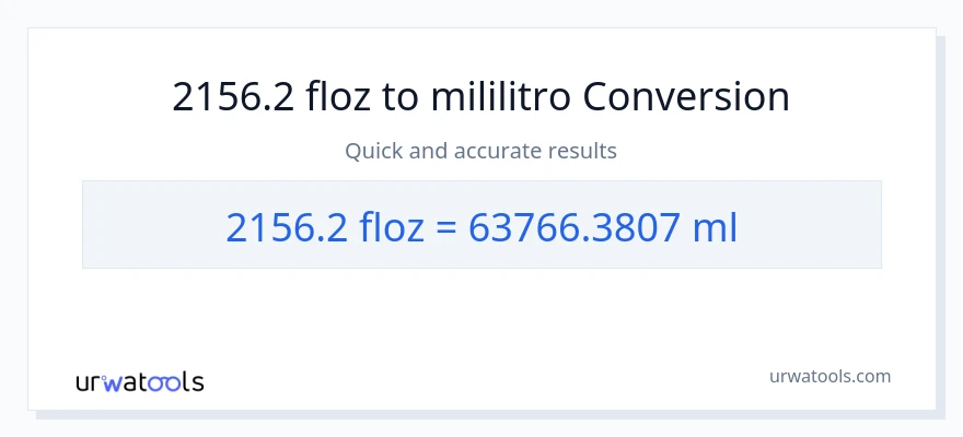 2156.2 mga onsa ng likido patungong mga mililitro na conversion