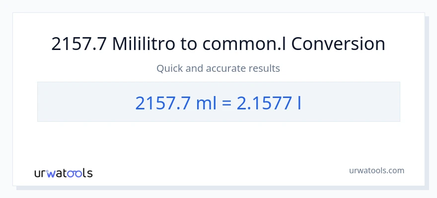 2157.7 mga mililitro patungong Liters na conversion