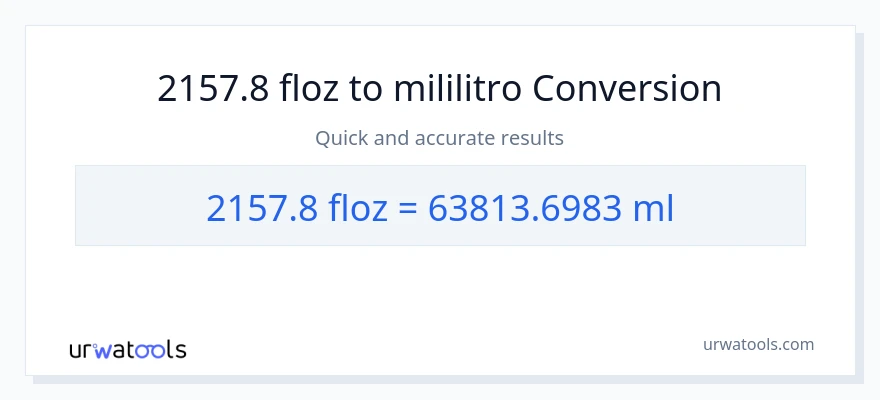 2157.8 mga onsa ng likido patungong mga mililitro na conversion