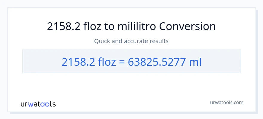 2158.2 mga onsa ng likido patungong mga mililitro na conversion