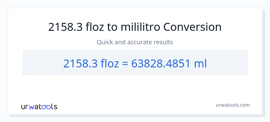 2158.3 mga onsa ng likido patungong mga mililitro na conversion