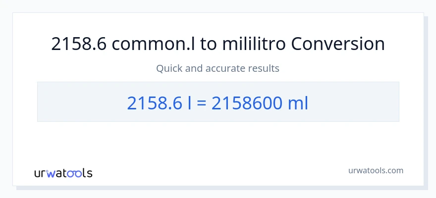 2158.6 Liters patungong mga mililitro na conversion