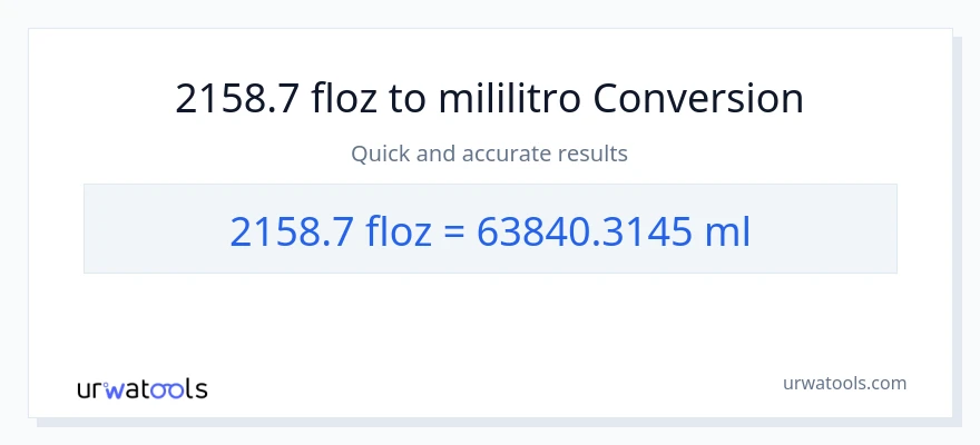 2158.7 mga onsa ng likido patungong mga mililitro na conversion