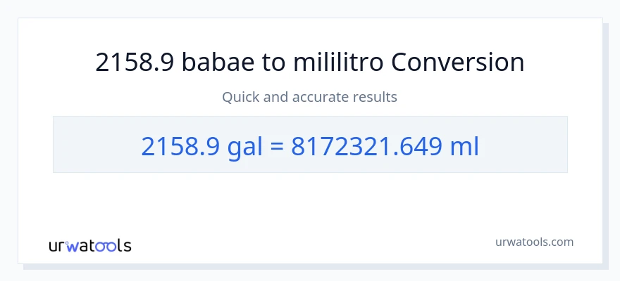 2158.9 Mga galon patungong mga mililitro na conversion