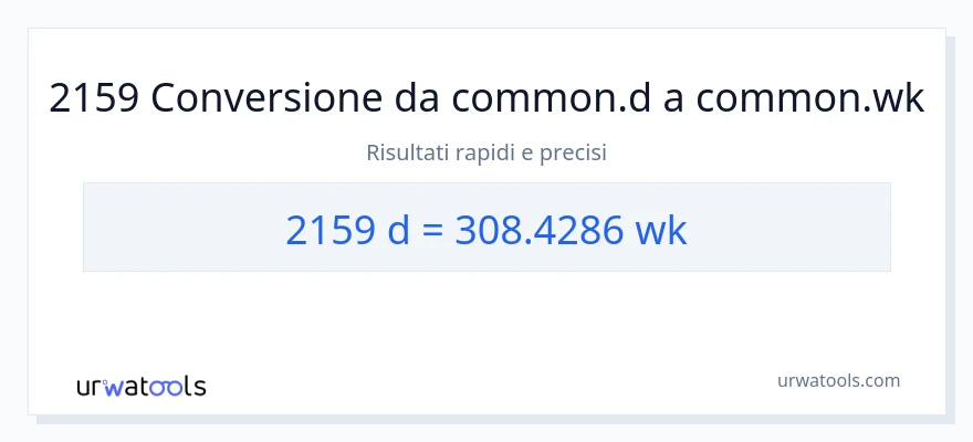 Conversione da 2159 Giorni a settimane