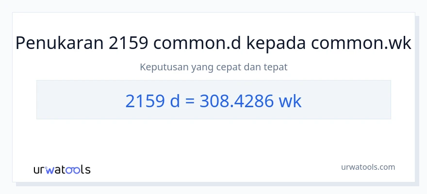 Penukaran 2159 Hari kepada Minggu