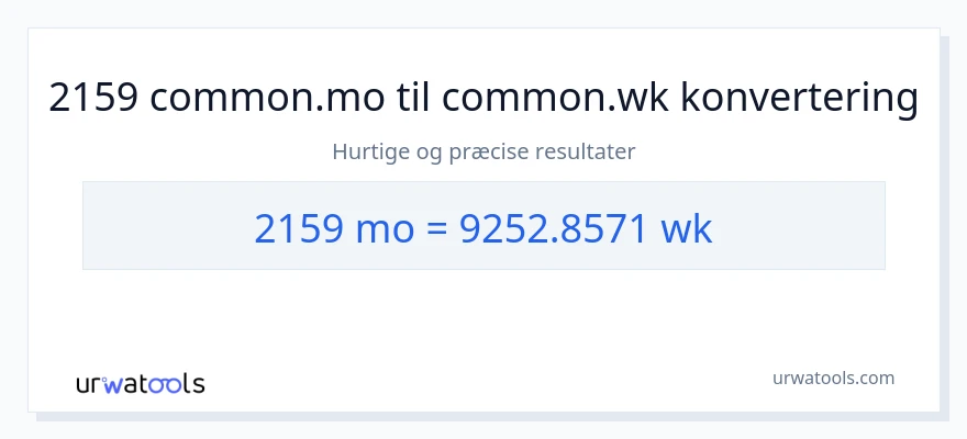 2159 Måneder til Uger konvertering