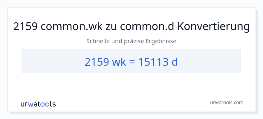 2159 Wochen zu Tage Umwandlung