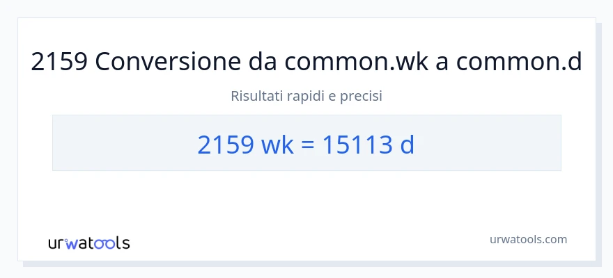 Conversione da 2159 settimane a Giorni