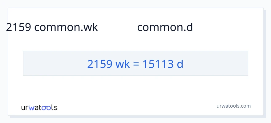 2159 వారాలు నుండి రోజులు కు మార్పిడి