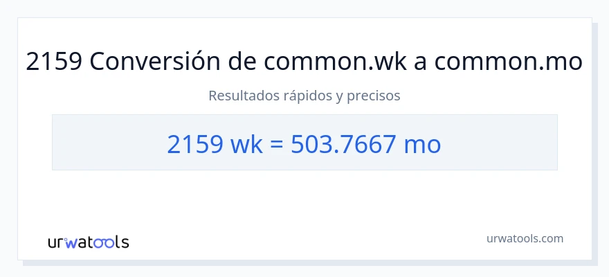 Conversión de 2159 Semanas a Meses