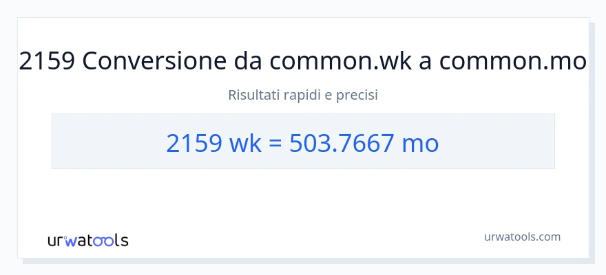 Conversione da 2159 settimane a Mesi