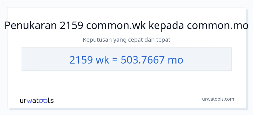 Penukaran 2159 Minggu kepada Bulan