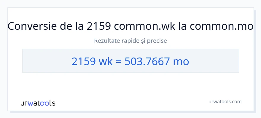 Conversie 2159 Săptămâni la Luni