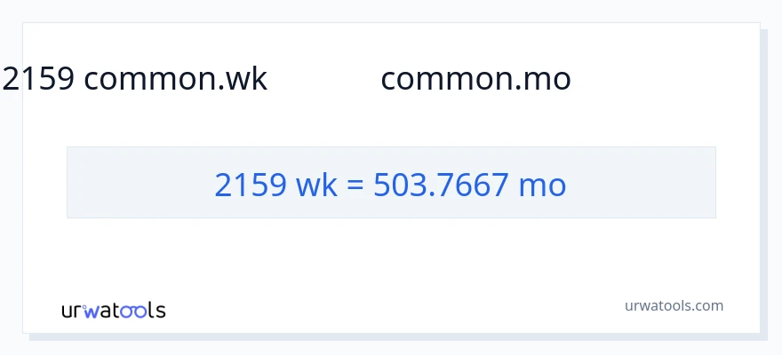 2159 వారాలు నుండి నెలలు కు మార్పిడి
