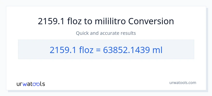 2159.1 mga onsa ng likido patungong mga mililitro na conversion