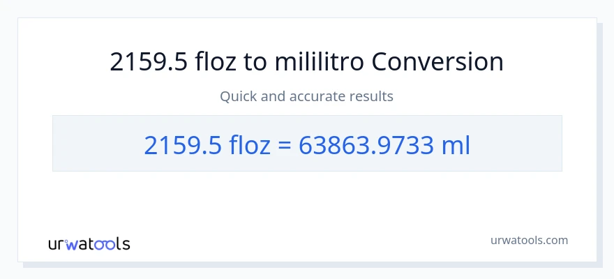 2159.5 mga onsa ng likido patungong mga mililitro na conversion