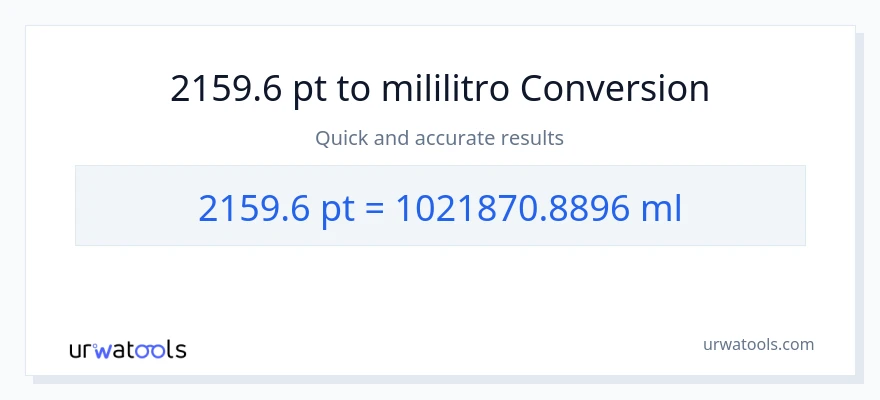 2159.6 Pints patungong mga mililitro na conversion