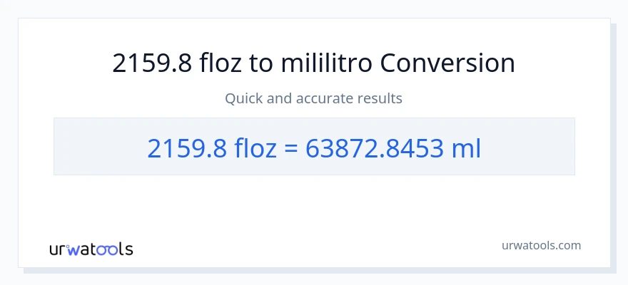 2159.8 mga onsa ng likido patungong mga mililitro na conversion