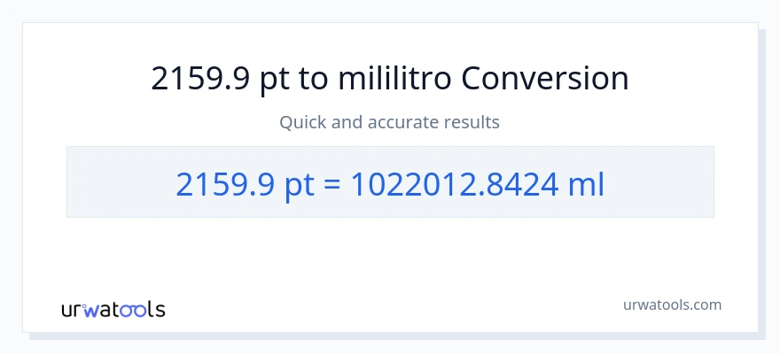 2159.9 Pints patungong mga mililitro na conversion