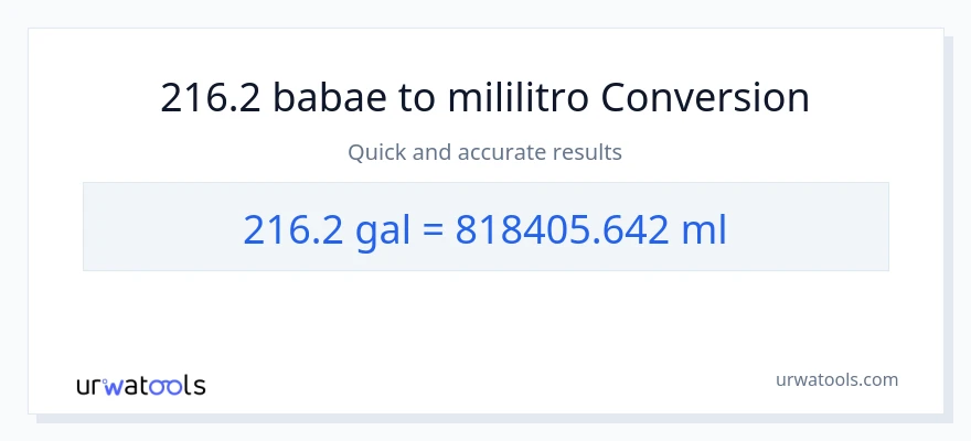 216.2 Mga galon patungong mga mililitro na conversion
